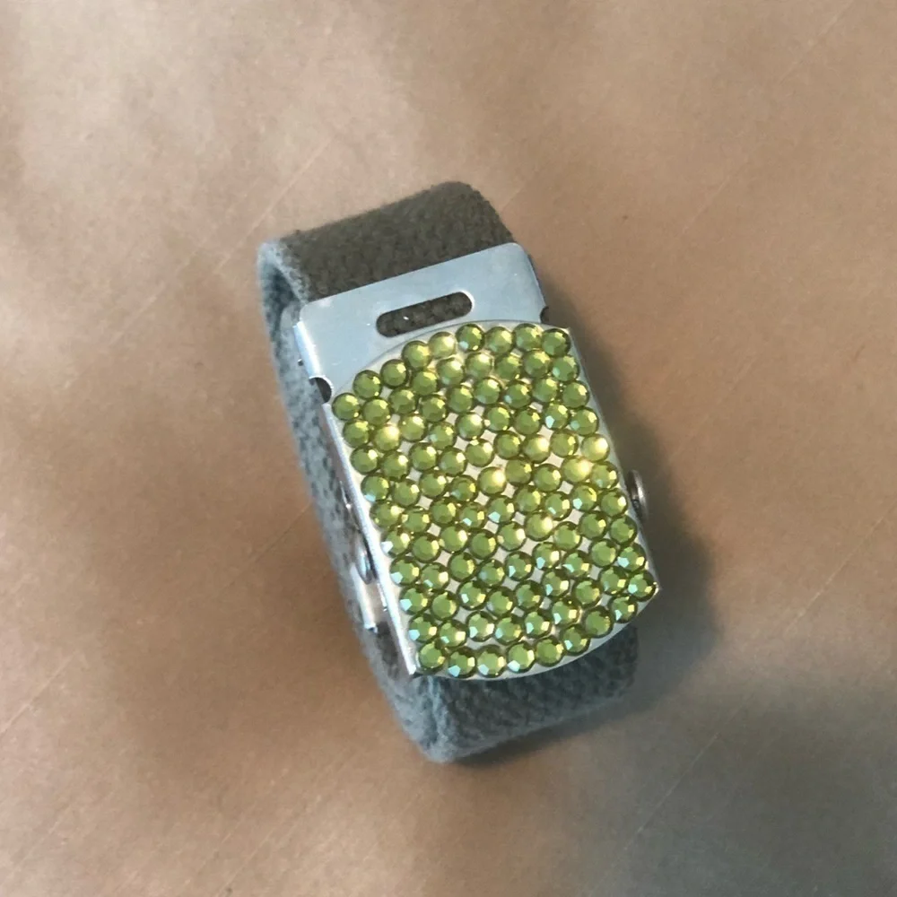 Military Green with green diamond on the bucle